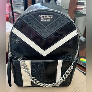 Victoria secret mini backpack black with silver chains